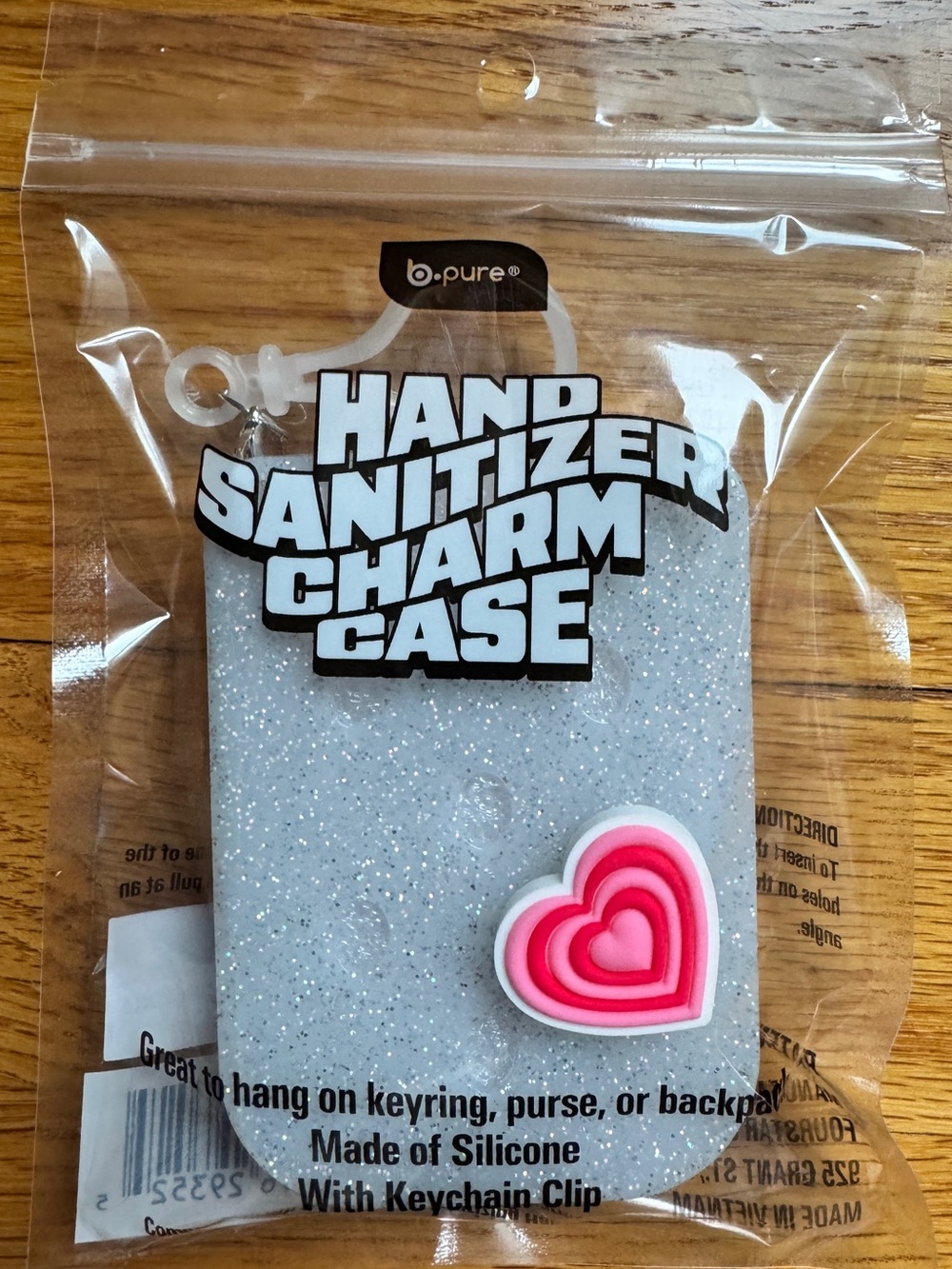 bpure Hand Sanitizer Charm Case with Pink Heart Accent -